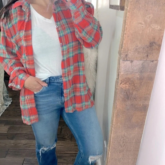 Rustic Outfitters vintage red plaid flannel button up size XLarge - Picture 2 of 8